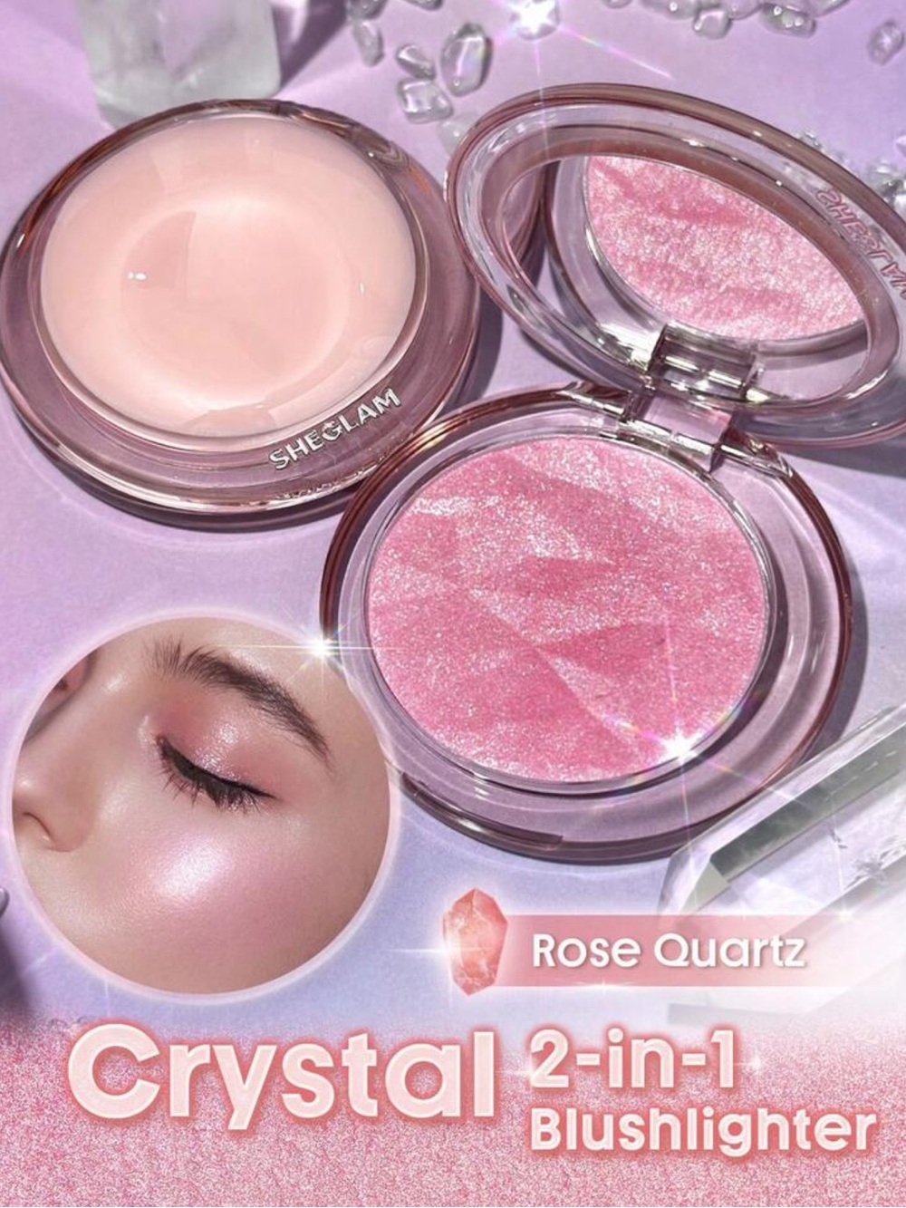 SHEGLAM Crystal Intentions High Vibration Blushlighter-Rose Quartz 2-In-1 Blush